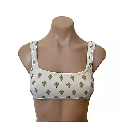 Zulu & Zephyr Women’s Bikini Top Size 6 White Green Square Straight Bandeau Swim • $20