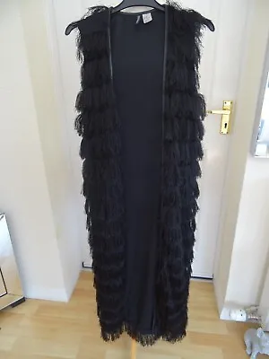 Black Lined XS Sleeveless Long Waistcoat In Black Spike Material.  • £6