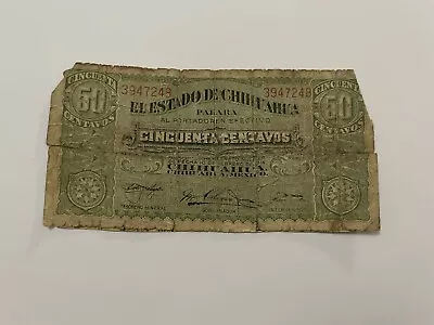 MEX Bank Notes: El Estado De Chihuahua 50 Centavos 1914 Serie … No. 3947248 • $1