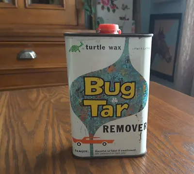 Vintage Turtle Wax Bug & Tar Remover 16oz One Pint Can - Gas Oil Can 1960 • $15