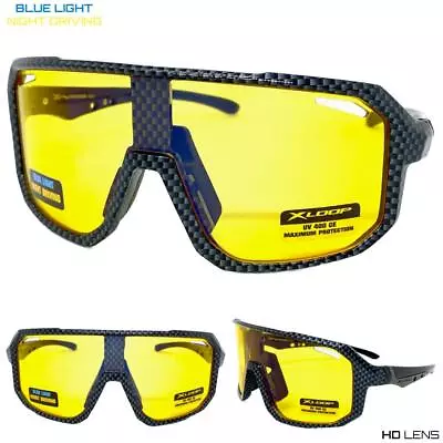 Wrap Shield High Definition Blue Light Night Driving HD Yellow Lens SUN GLASSES • $14.99