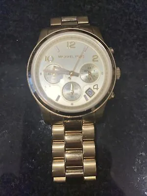 Michael Kors Mid-Size Runway MK5055 Wrist Watch Gold Women Excellent Condition • $40