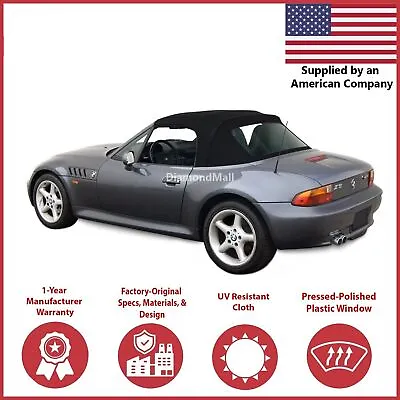 1996-02 BMW Z3 Convertible Soft Top W/DOT Approved Plastic Window Black Canvas • $386.10
