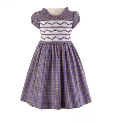 Rachel Riley Girls Designer Smoked Traditional Checked Dress Age 7 • £15.99