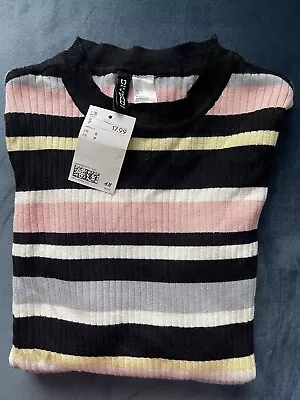 NWT H&M Divided Sweater Ribbed Multicolor Stripe Body Con Fitted US Size Small • $10.95