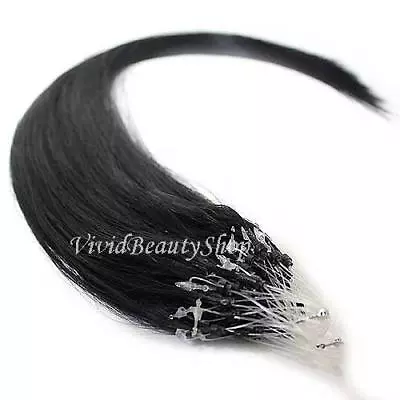 100 Micro Loop Ring Beads I Tip Indian Remy Human Hair Extensions Black #1 0.8g • $129.99