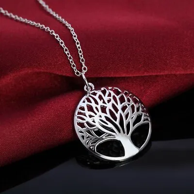 925 Sterling Silver Fashion Jewelry Charm Round Tree Necklace For Women Wedding • $1.93