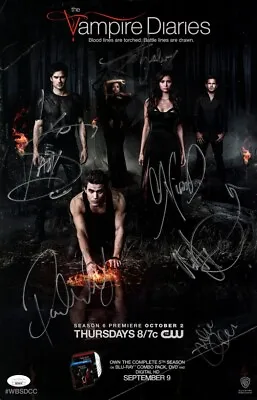 The Vampire Diaries Cast Autographed 11X17 Poster Dobrev +5 Creased JSA XX76676 • $499.99