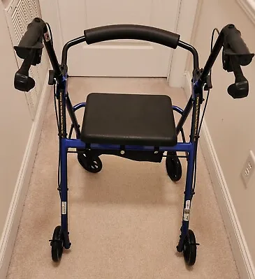 Drive Medical 4-Wheel Rollator Walker With Seat Blue Foldable • $54.99