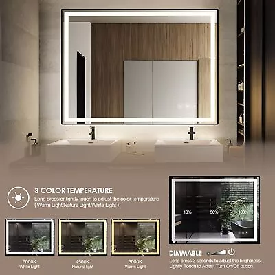 Home Bathroom LED Mirror Anti Fog Wall Mounted Illuminated Light Touch Mirror • $76.37