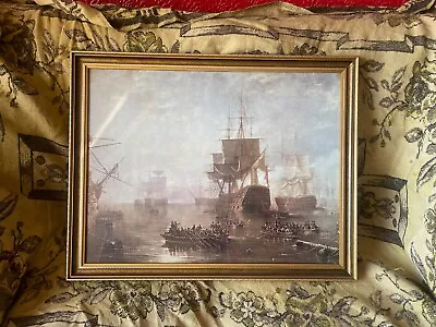 £25 • Buy HMS Victory Battle Of Trafalgar Royal Navy Flagship Print FRAMED