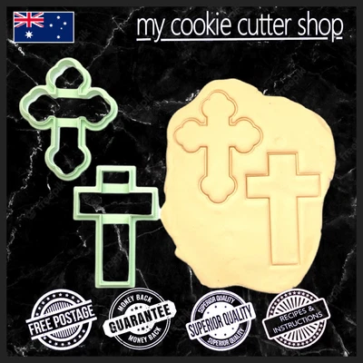 $9.95 • Buy Cross Cookie Cutter And Embosser. Fondant Shapes Imprint Stamp SET OF 2.  5-10cm