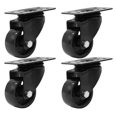 4 All Black Metal Swivel Plate Caster Wheels Heavy Duty (2  No Brake) • $19.99