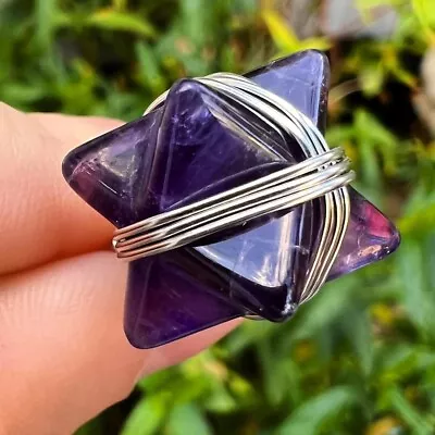 £11 • Buy Natural Amethyst Merkaba Crystal Pendant Necklace Gemstone Reiki Gift Shop UK