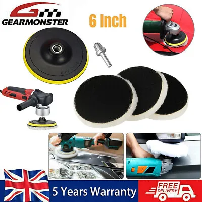 £7.29 • Buy 5Pcs 6  Buffing Polishing Pads Wool Wheel Mop Set For Car Polisher Drill Adatper