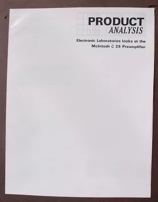 Vtg McIntosh C 28 Product Analysis (Owners Manual / Brochure) • $6.49