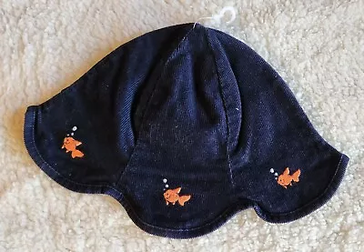 NWT Vintage GYMBOREE Little Goldfish Navy FISH Bucket Hat Size 0-6 Mo OR 12-24 M • $14.39