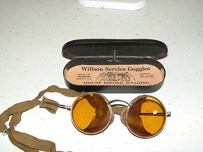 Antique Safety Glasses Amber Willson Service Goggles Steampunk W/Case • $135