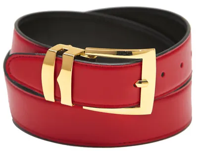 Men's Belt Reversible Wide Bonded Leather Gold-Tone Buckle Over 20 Colors • $18.95