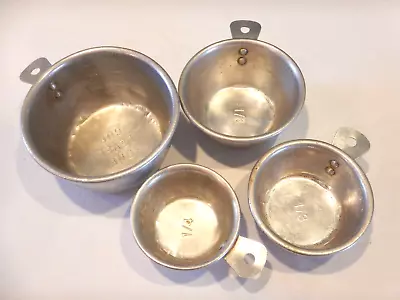 4 Vintage Aluminum Measuring Cups Unbranded Baking Cooking • $15