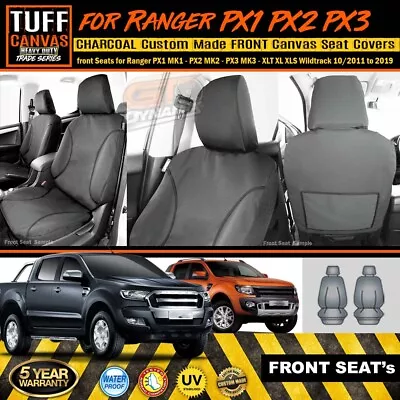 TUFF HD TRADE Canvas Front Seat Covers RANGER MK1 MK2 MK3 XLT XL 2011-22 CHARC • $158.86