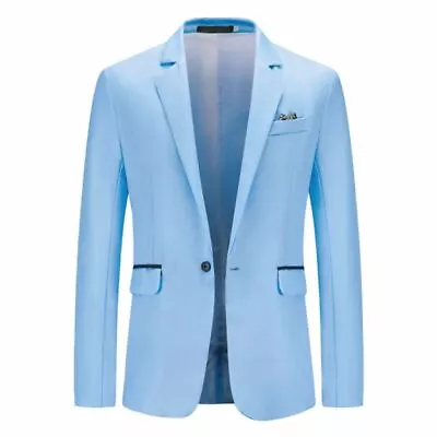 Mens Formal Business Blazer Jacket Wedding Party One Button Smart Suit Coat Tops • £16.39