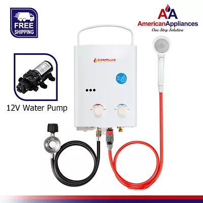 CAMPLUX 5L Portable LPG Gas Water Heater FREE 6L Pump Outdoor Instant Shower RV • $189.99