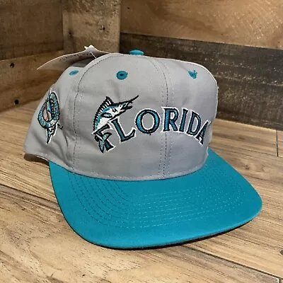 Vintage 90s Competitor Florida Marlins Snapback Hat • $30