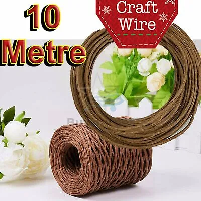 🔥10m Craft Florist Wire Rustic Natural Paper Covered Brown Tie Cord Wrap DIY UK • £2.95