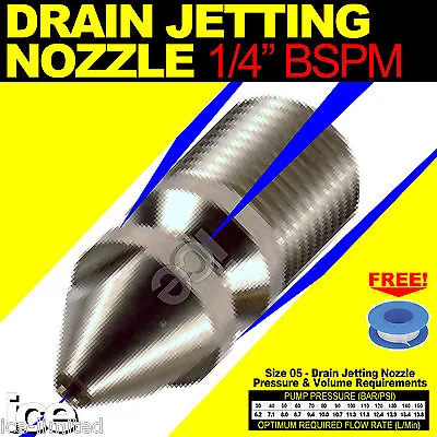 £29.99 • Buy Pressure Jet Wash Hose Drain Sewer Gulley Pipe Cleaning Flushing Jetter Nozzle