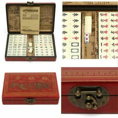 144 Tiles Mah-Jong Set Acrylic Piece Chinese Vintage Family Party Table Game • £19.73