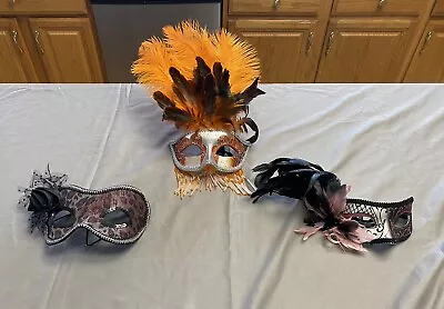 Lot Of 3 Masquerade Masks Italian Venetian Marti Gras • $42