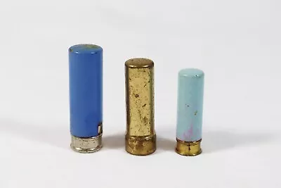 3 VINTAGE 1940's SAMPLE SIZE BLUE GOLD METAL MINI LIPSTICK TUBES JOHN WOODBURY • $19.99