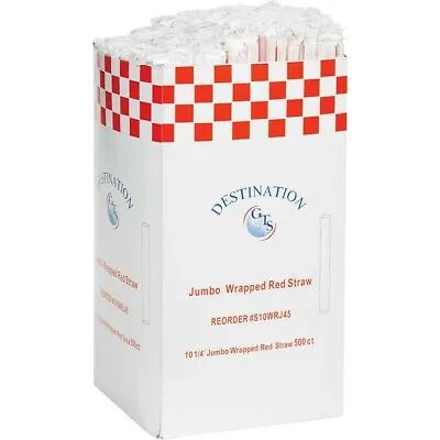 Vital Solutions 10.25  Jumbo Straw Wrapped Red 500 Count • $15.50
