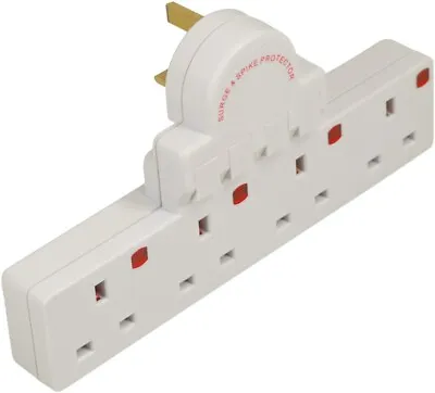 Plug In Extension Socket Multi Adaptor 4 Way Switched Wall - Surge Protected • £11.97