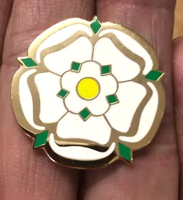 White Yorkshire Rose Large Enamel Pin Badge • £1.99