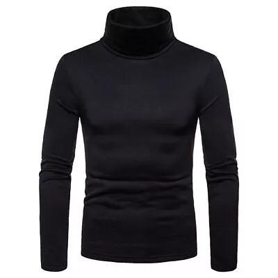 US Mens Turtleneck Pullover Long Sleeve Jumper Tops Warm Casual Slim Fit T-Shirt • $15.25