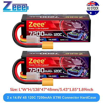2x Zeee 4S Lipo Battery 7200mAh 14.8V 120C XT90 Hardcase For RC Car Truck Buggy • $160.99