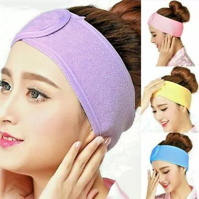 Women Adjustable Makeup Toweling Hair Wrap Head Band Facial Headband Shower Cap • £2.75