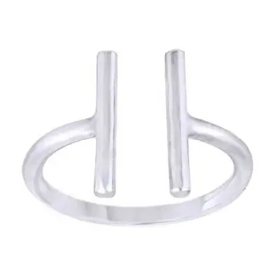 Open Double T Bar Wrap 14K White Gold Plated Sterling Silver Fashionable Ring • $83.58