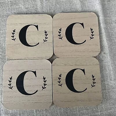 FARMHOUSE “C” Monogram Cork Beverage Drink Coasters NEW • $15.85