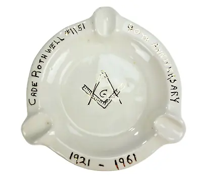 Mason Masonic Lodge Homemade 40th Anniversary Ceramic Ashtray Vtg 60s • $17.23