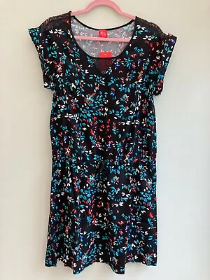 £11.99 • Buy Dress Tunic Uk 10 By Miss @ Captain Tortue Drawstring Tie Brushstroke Print Bnwt