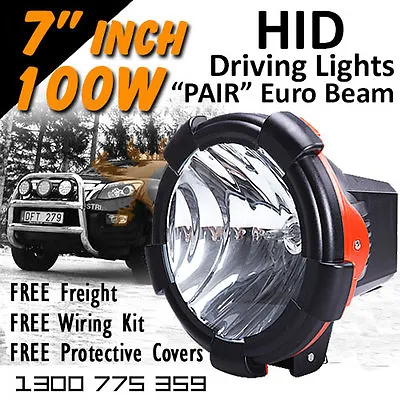 HID Xenon Driving Lights - 7 Inch 100w Euro Beam 4x4 4wd Off Road 12v 24v • $256.72