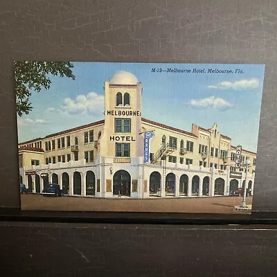 Melbourne Hotel Melbourne Florida FL Vintage Linen Postcard UNP • $4.25