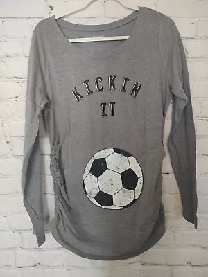 Motherhood Maternity Long Sleeve Kickin It Soccer Top Gray Size Large - New • $11.89