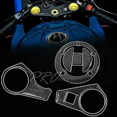 Handle Yoke Cover+Fuel Cap Gel Protector 09-16 Suzuki GSXR1000 Carbon Fiber Look • $29.88