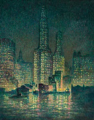 New York At Night : Frank Milton Armington : 1930 : Archival Quality Art Print • $57.95