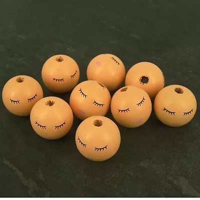 Sleeping Wooden Angel Doll Head Beads 27 Mm Faces 10 Pack. W10 • £6.95