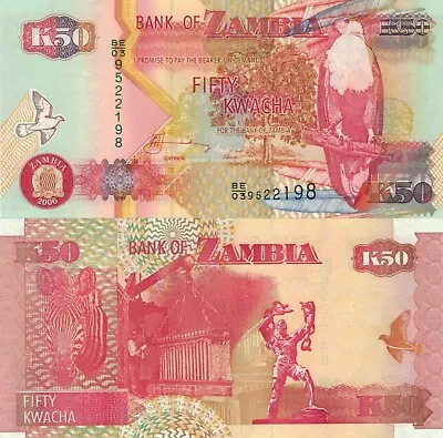 Zambia 50 Kwacha (2006) - Eagle/Zebra/p37e UNC • $0.99